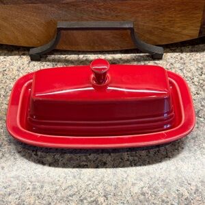 Fiestaware Scarlet covered 1/4 lb Butter Dish, discontinued piece
